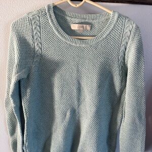 LOFT Women's Soft Blue Cable Knit Sweater